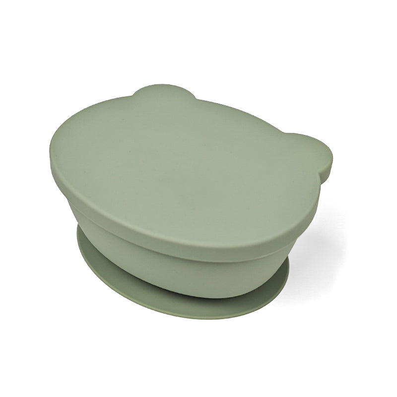 Plato Osito Con Ventosa Verde Salvia Amorino