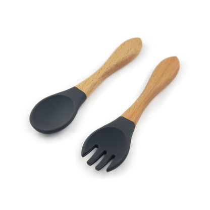 Set Cuchara y Tenedor De Madera Gris Claro Amorino
